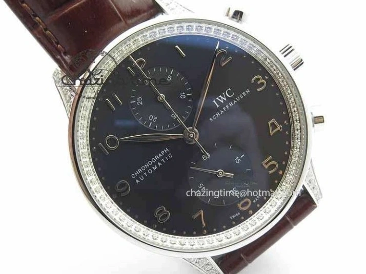 MIROTIME 0319 Unique Portuguese IW3714 Diam ZF V2 1:1 Best Edition Gray Dial On Brown Leather Strap A79350 (Slim Movement) 7250